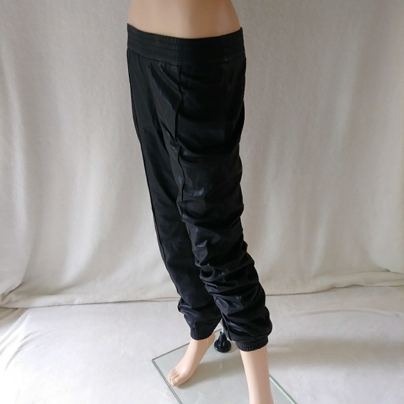 SALE! JOSEPH Sz M Sexy Black Leather Joggers Pants - Picture 2 of 8